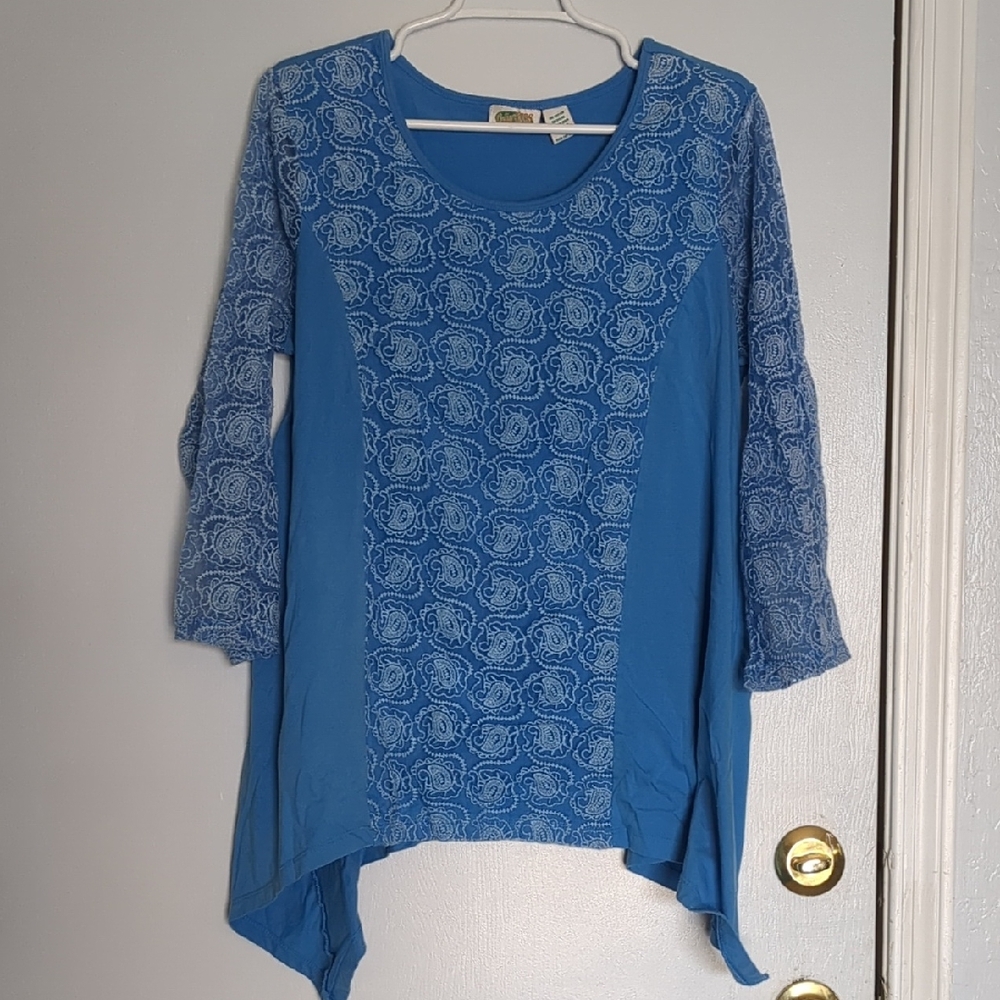 Blue Lace Women's Top Lg - Picture 1 of 4